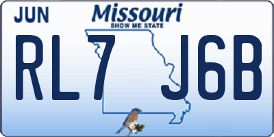 MO license plate RL7J6B