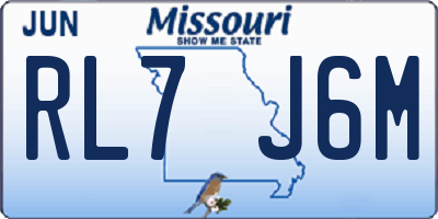 MO license plate RL7J6M