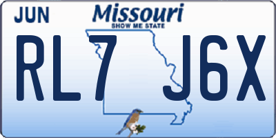 MO license plate RL7J6X