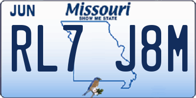 MO license plate RL7J8M