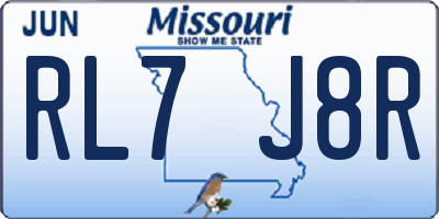 MO license plate RL7J8R