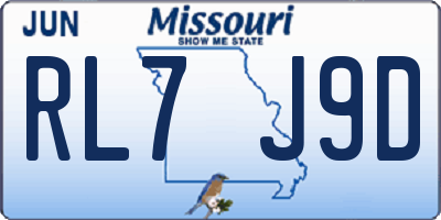MO license plate RL7J9D