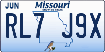 MO license plate RL7J9X