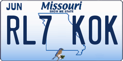MO license plate RL7K0K