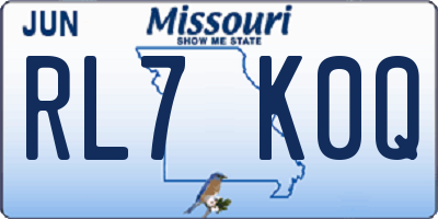 MO license plate RL7K0Q