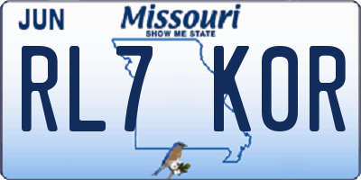 MO license plate RL7K0R