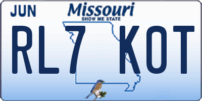 MO license plate RL7K0T