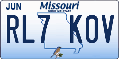 MO license plate RL7K0V