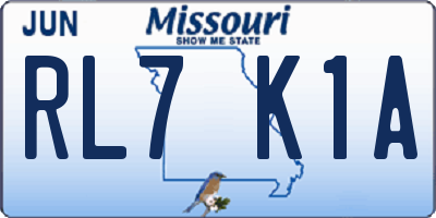 MO license plate RL7K1A