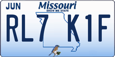 MO license plate RL7K1F