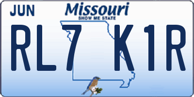 MO license plate RL7K1R