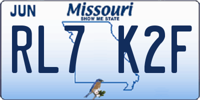 MO license plate RL7K2F