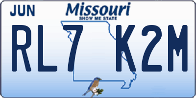 MO license plate RL7K2M