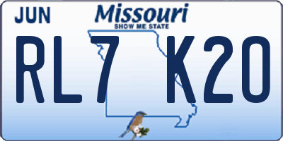 MO license plate RL7K2O