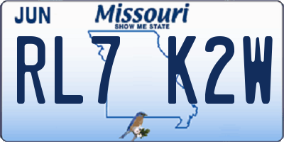 MO license plate RL7K2W