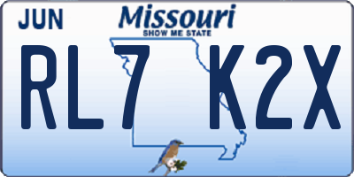 MO license plate RL7K2X