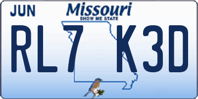 MO license plate RL7K3D