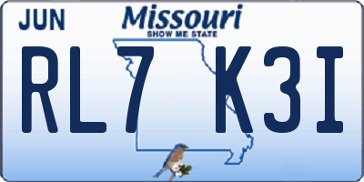 MO license plate RL7K3I