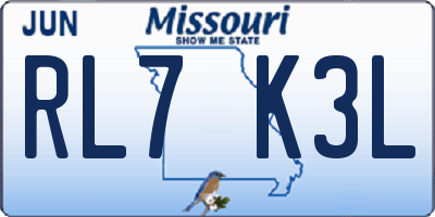MO license plate RL7K3L