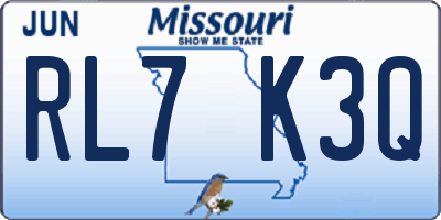 MO license plate RL7K3Q
