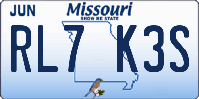 MO license plate RL7K3S