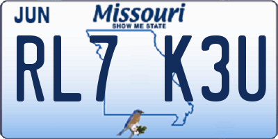 MO license plate RL7K3U