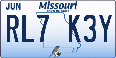 MO license plate RL7K3Y