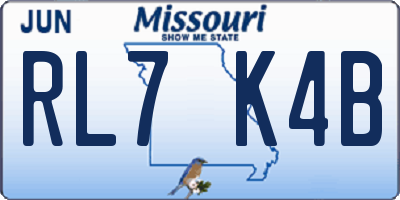 MO license plate RL7K4B