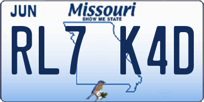 MO license plate RL7K4D
