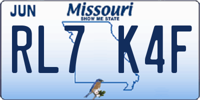 MO license plate RL7K4F