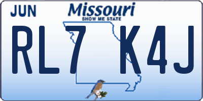 MO license plate RL7K4J
