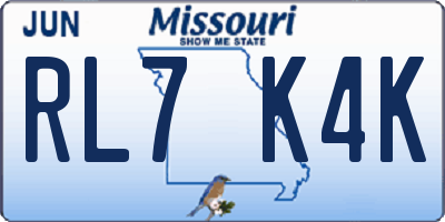 MO license plate RL7K4K