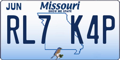MO license plate RL7K4P
