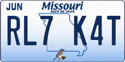 MO license plate RL7K4T