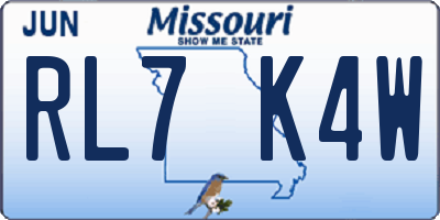 MO license plate RL7K4W