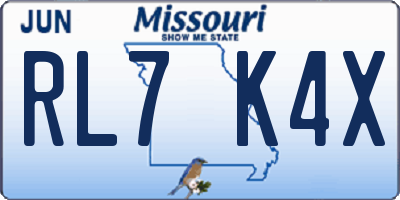 MO license plate RL7K4X