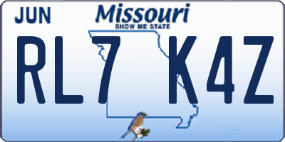 MO license plate RL7K4Z