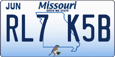 MO license plate RL7K5B