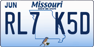MO license plate RL7K5D