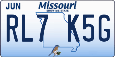 MO license plate RL7K5G