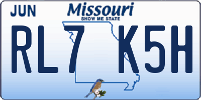 MO license plate RL7K5H