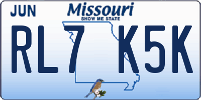 MO license plate RL7K5K