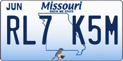 MO license plate RL7K5M