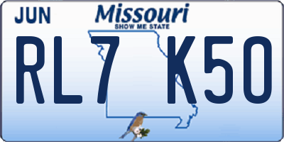 MO license plate RL7K5O