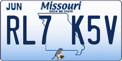 MO license plate RL7K5V