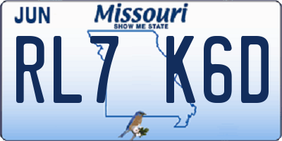 MO license plate RL7K6D