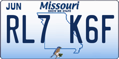 MO license plate RL7K6F