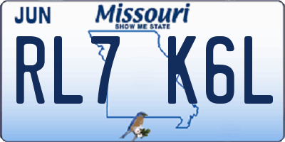 MO license plate RL7K6L