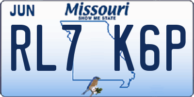 MO license plate RL7K6P