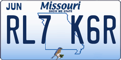 MO license plate RL7K6R
